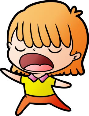 Çizgi filmdeki kadın bir insan tarafından yüksek sesle çizilmiş.