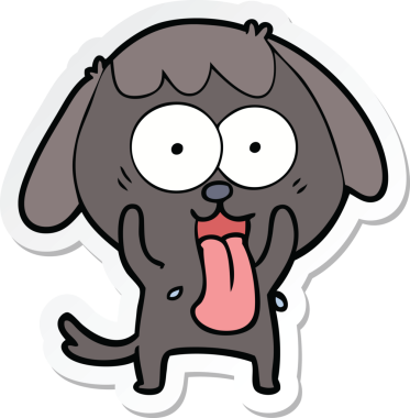 Bir insan tarafından çizilmiş şirin bir köpeğin çıkartması.