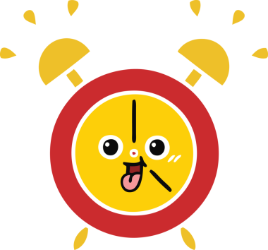 Bir insan tarafından çizilmiş alarm saatinin düz renk retro karikatürü