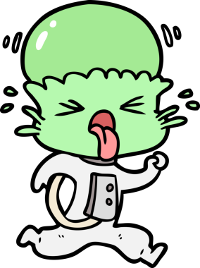 Bir insan tarafından çizilmiş garip bir uzaylı çizgi filmi.