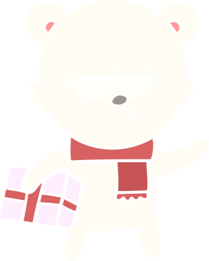 Bir insan tarafından çizilmiş kutup ayısı düz renkli çizgi film.