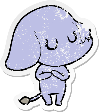 Bir insan tarafından çizilmiş şirin bir filin sıkıntılı çıkartması