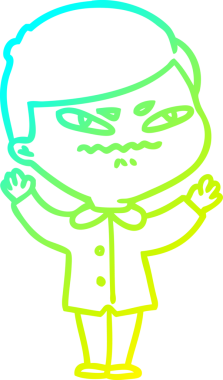 Bir insan tarafından çizilmiş kızgın bir adamın soğuk çizgi çizimi.