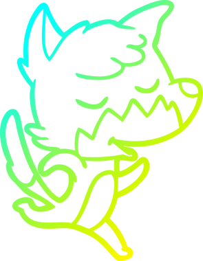 Bir insan tarafından çizilmiş dost canlısı bir tilkinin soğuk çizgi çizimi.