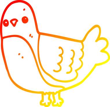 Bir insan tarafından çizilmiş çizgi film kuşunun sıcak gradyan çizimi