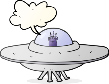 Bir insan tarafından çizilmiş serbest konuşma balonu uçan daire.