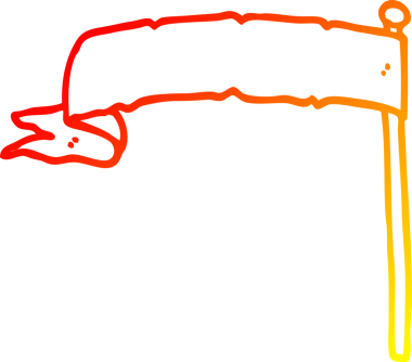 Bir insan tarafından çizilmiş çizgi film bayrağının sıcak eğimli çizgisi.