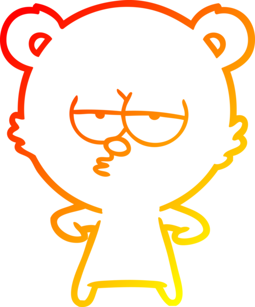 Bir insan tarafından çizilmiş, sıkılmış bir kutup ayısının sıcak çizgi çizimi.