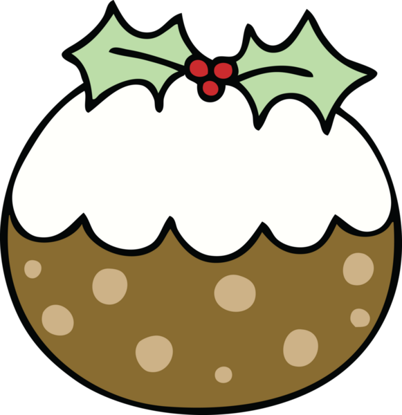 Bir insan tarafından çizilmiş garip bir karikatür Noel pudingi.