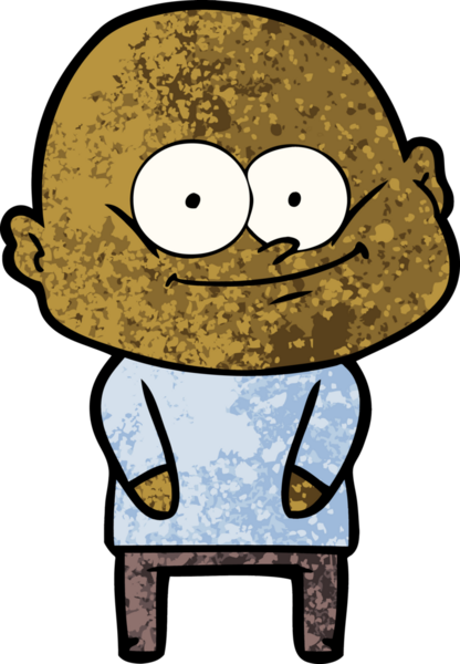 Bir insan tarafından çizilmiş kel bir adam.