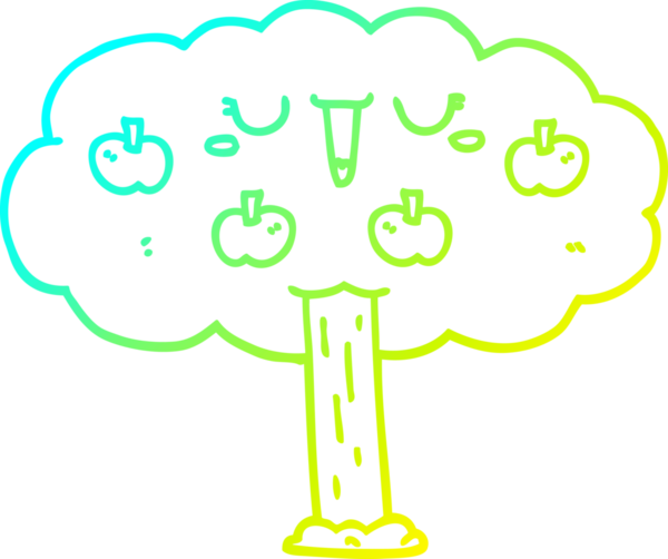 Bir insan tarafından çizilen elma ağacının soğuk gradyan çizgisi.