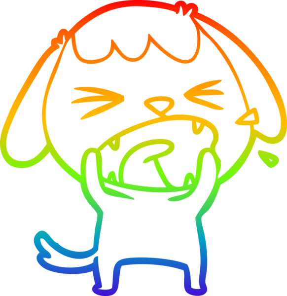 Gökkuşağı gradyan çizgisi bir insan tarafından çizilmiş şirin bir çizgi köpek havlaması.