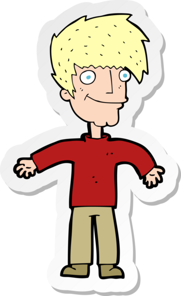 Bir insan tarafından çizilmiş mutlu bir adamın çıkartması.