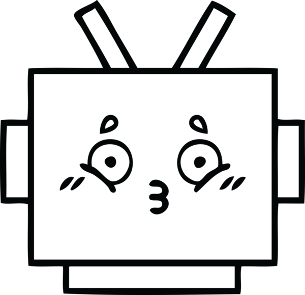 Bir insan tarafından çizilmiş robot kafasının çizgi çizimi