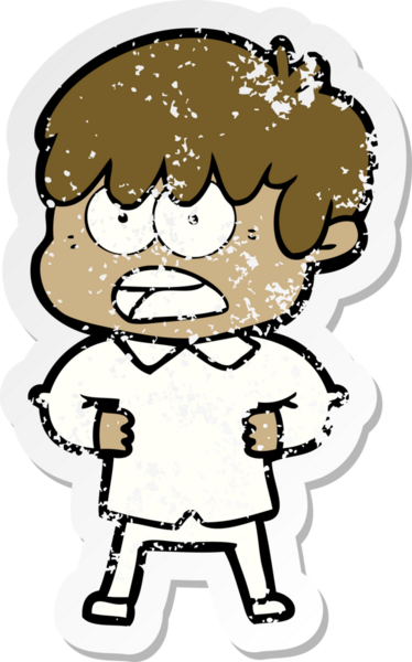 Bir insan tarafından çizilmiş endişeli bir çizgi film çocuğunun sıkıntılı çıkartması.