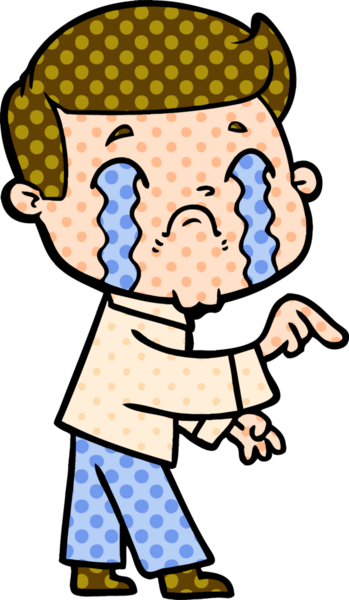 Bir insan tarafından çizilmiş ağlayan çizgi film adamı.