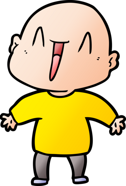 Bir insan tarafından çizilmiş mutlu, kel adam.