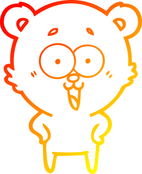 Bir insan tarafından çizilmiş gülen oyuncak ayının sıcak çizgi çizimi.