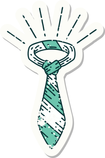 Bir insan tarafından çizilmiş eski bir dövme stili ofis kravatı.