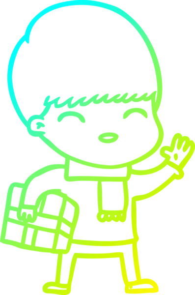 Bir insan tarafından çizilmiş mutlu çizgi film çocuğu çizimi.