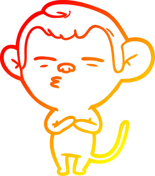 Bir insan tarafından çizilmiş şüpheli bir maymunun sıcak çizgi çizimi