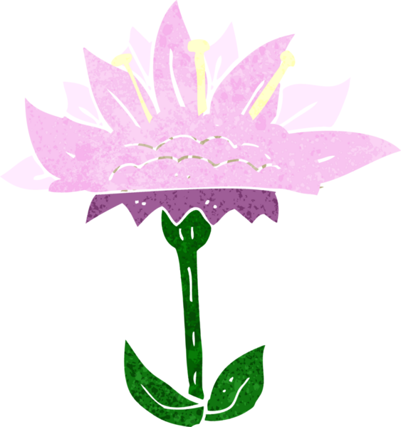 Bir insan tarafından çizilmiş karikatür çiçeği