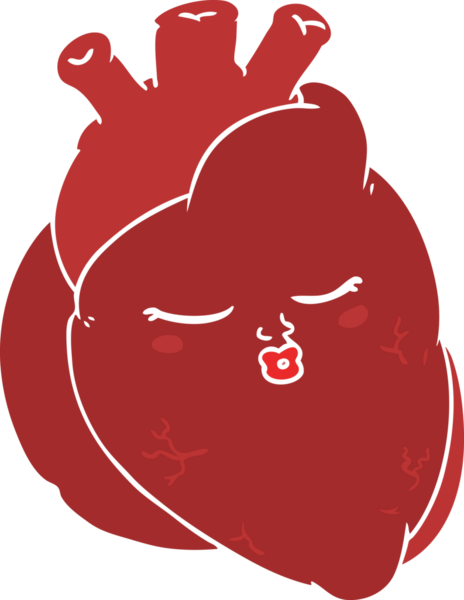 Bir insan tarafından çizilmiş düz renkli karikatür kalp.