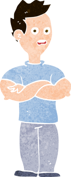 Bir insan tarafından çizilmiş çapraz kollu çizgi film adamı.