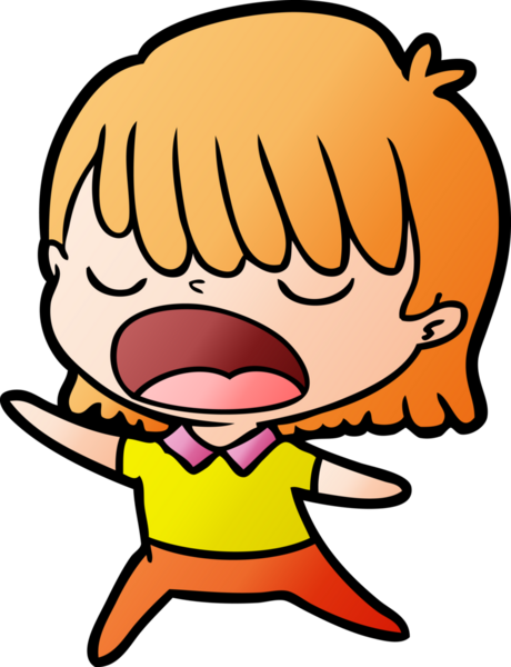 Çizgi filmdeki kadın bir insan tarafından yüksek sesle çizilmiş.