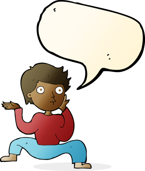 Çizgi filmci çocuk, bir insan tarafından çizilmiş konuşma balonuyla çılgınca dans ediyor.