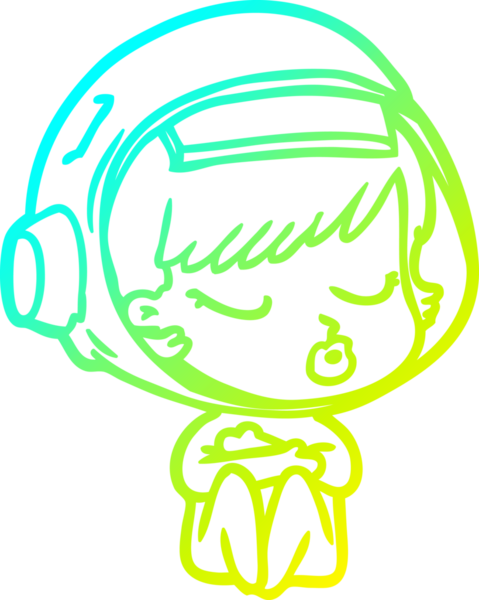 Bir çizgi film karakteri çizen soğuk gradyan bir insan tarafından çizilmiş güzel astronot kız.