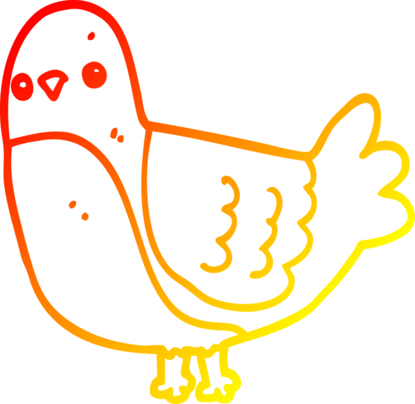 Bir insan tarafından çizilmiş çizgi film kuşunun sıcak gradyan çizimi