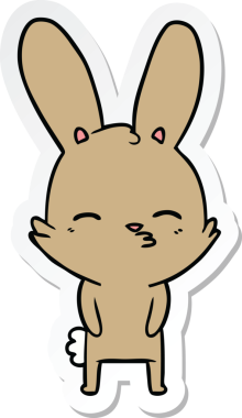 Bir insan tarafından çizilmiş meraklı bir tavşan karikatürü.