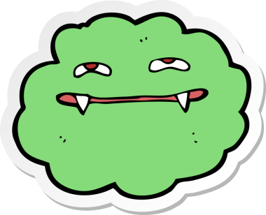 Bir insan tarafından çizilmiş karikatür vampir bulutu çıkartması.