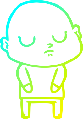 Bir insan tarafından çizilmiş kel bir adamın soğuk çizgi çizimi.