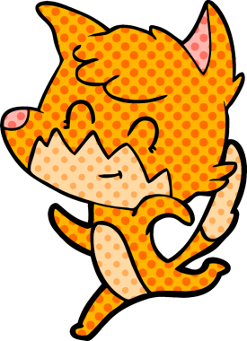 Bir insan tarafından çizilmiş çizgi film dostu tilki.