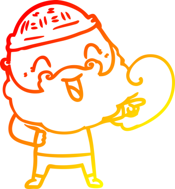 Bir insan tarafından çizilmiş sakallı ve kış şapkalı mutlu bir adamın çizimi.