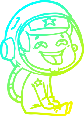 Bir insan tarafından çizilmiş gülen astronotun soğuk gradyan çizimi