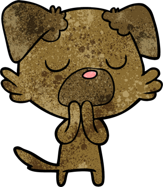 Bir insan tarafından çizilmiş çizgi film köpeği.