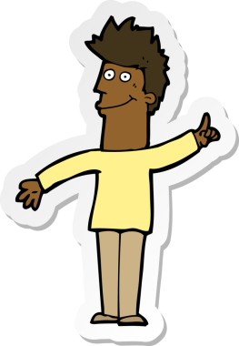 Bir insan tarafından çizilmiş fikri olan bir karikatürcünün çıkartması.