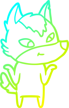 Bir insan tarafından çizilmiş dost canlısı bir kurt çizgi çizimi.