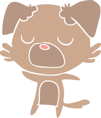 Bir insan tarafından çizilmiş düz renkli çizgi film köpeği.