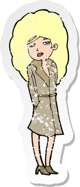 Bir insan tarafından çizilmiş bir kadın ajanın gerilmiş çıkartması.