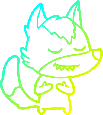 Bir insan tarafından çizilmiş dost canlısı bir kurt çizgi çizimi.