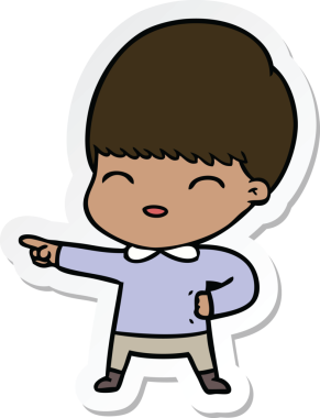 Bir insan tarafından çizilmiş mutlu bir çizgi film çocuğunun çıkartması.