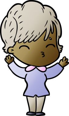 Bir insan tarafından çizilmiş bir çizgi film kadını.