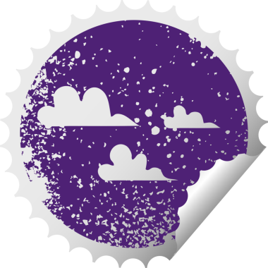 Bir insan tarafından çizilmiş bulutun çizilmiş dairesel soyma etiketi.