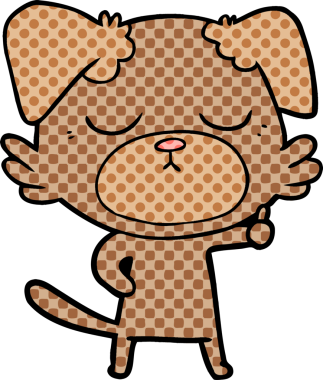 Bir insan tarafından çizilmiş şirin bir çizgi film köpeği.