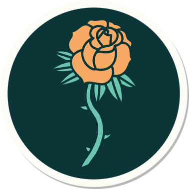 Bir insan tarafından çizilmiş geleneksel bir gül stili dövmesi.