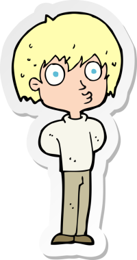 Bir insan tarafından çizilmiş çizgi film çıkartması.